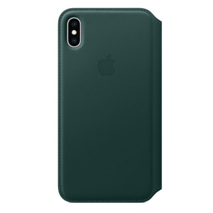 Apple iPhone XS Max Bőr Könyvtok - Sötétzöld