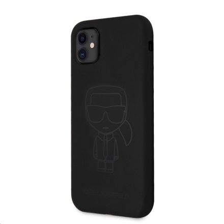 Apple iPhone 11/XR KARL LAGERFELD KLHCN61SILTTBK Liquid Silicon Hátlap - Fekete