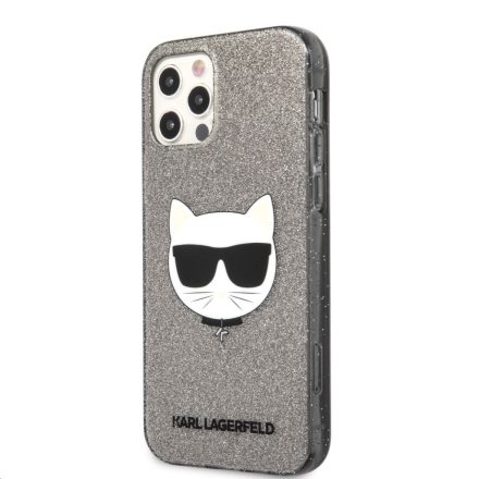 Apple iPhone 12 Pro Max KARL LAGERFELD KLHCP12LCHTUGLB Glitter Hátlap - Fekete