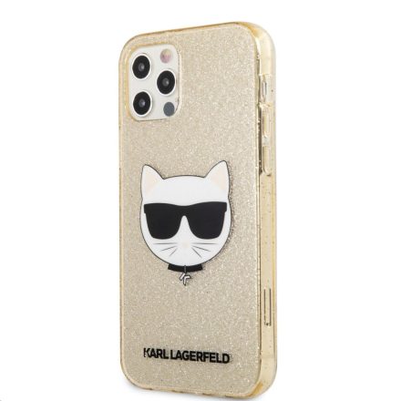 Apple iPhone 12 Pro Max KARL LAGERFELD KLHCP12LCHTUGLGO Glitter Hátlap - Arany