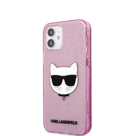 Apple iPhone 12 Mini KARL LAGERFELD KLHCP12SCHTUGLP Glitter Hátlap - Rózsaszín