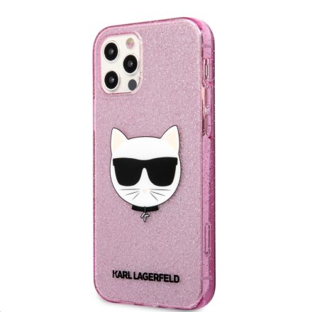Apple iPhone 12 Pro Max KARL LAGERFELD KLHCP12LCHTUGLP Glitter Hátlap - Rózsaszín