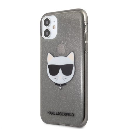 Apple iPhone 11/XR KARL LAGERFELD KLHCN61CHTUGLB Glitter TPU Hátlap - Fekete