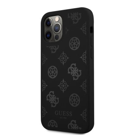 Apple iPhone 12 Pro Max GUESS GUHCP12LLSPEBK Liquid Silicon Hátlap - Fekete