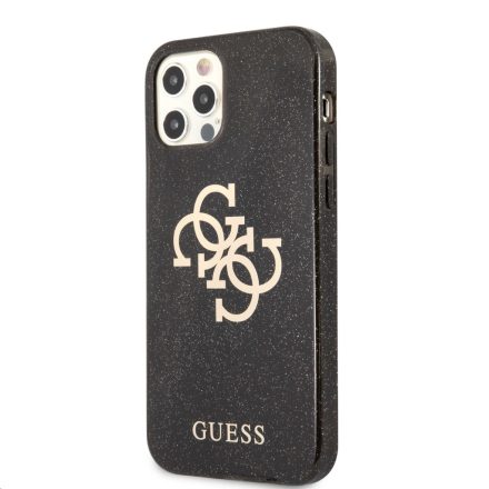Apple iPhone 12 Pro Max GUESS GUHCP12LPCUGL4GBK Glitter TPU Hátlap - Fekete