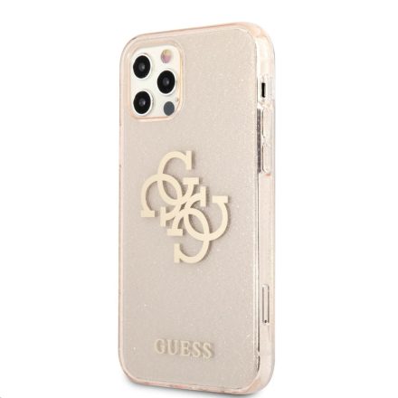 Apple iPhone 12 Pro Max GUESS GUHCP12LPCUGL4GGO Glitter TPU Hátlap - Arany