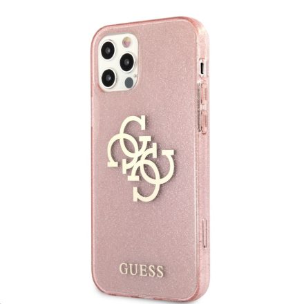 Apple iPhone 12 Pro Max GUESS GUHCP12LPCUGL4GPI Glitter TPU Hátlap - Rózsaszín