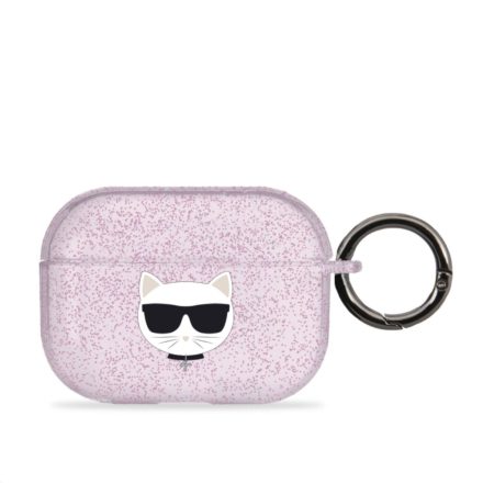 Apple Airpods Pro KARL LAGERFELD KLAPUCHGP Glitter TPU Tartó - Rózsaszín