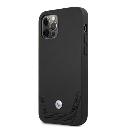 Apple iPhone 12 Pro Max BMW BMHCP12LRCDPK Bőr Hátlap - Fekete