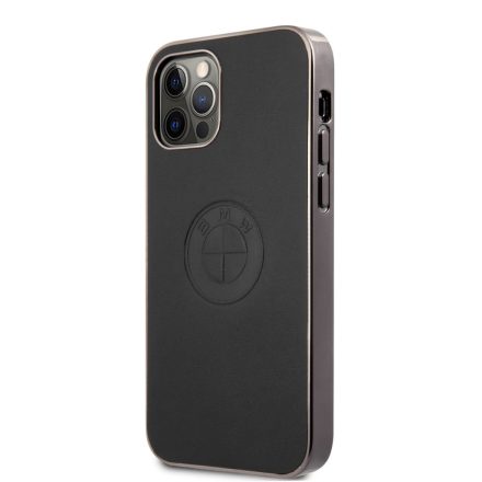 Apple iPhone 12 Pro Max BMW BMHCP12LREELK Bőr Hátlap - Fekete