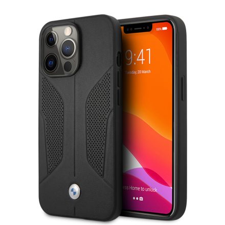 Apple iPhone 13 Pro BMW BMHCP13LRSCSK Bőr Hátlap - Fekete