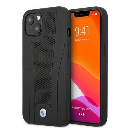 Apple iPhone 13 BMW BMHCP13MRPSLK Bőr Hátlap - Fekete