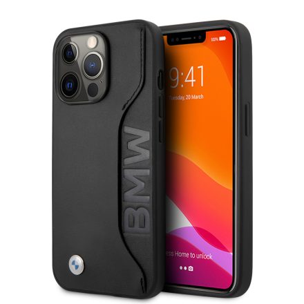 Apple iPhone 13 Pro BMW BMHCP13LRCSWK Bőr Hátlap - Fekete