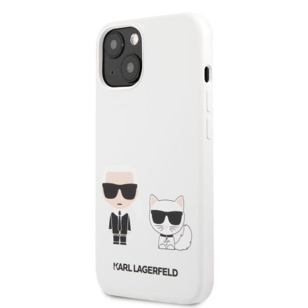 iPhone 13 KARL LAGERFELD KLHCP13MSSKCW Liquid Silicon Hátlap - Fehér