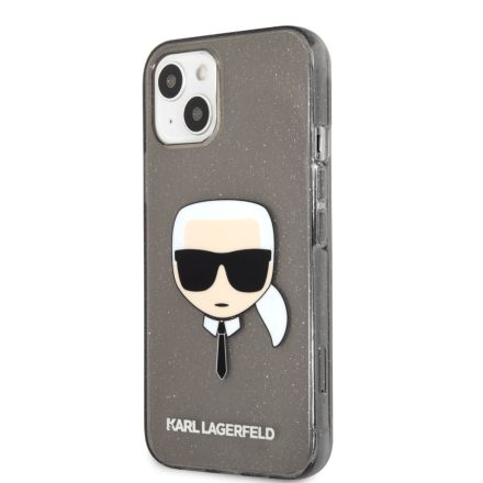 Apple iPhone 13 KARL LAGERFELD KLHCP13MKHTUGLB Glitter Hátlap - Fekete