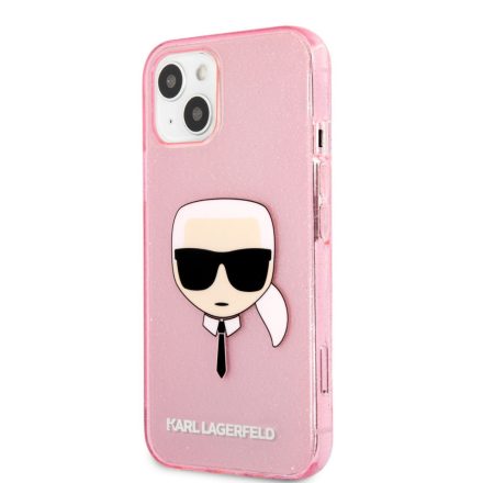 Apple iPhone 13 KARL LAGERFELD KLHCP13MKHTUGLP Glitter Hátlap - Rózsaszín
