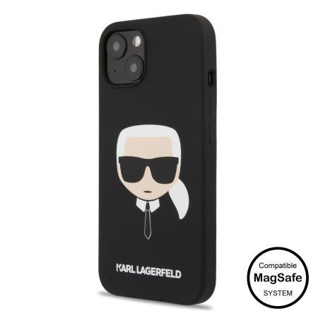 Apple iPhone 13 KARL LAGERFELD  KLHMP13MSLKHBK Liquid Silicon MagSafe Hátlap - Fekete