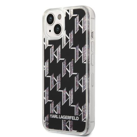 Apple iPhone 14 Plus KARL LAGERFELD KLHCP14MLMNMK Liquid Glitter TPU Hátlap - Fekete