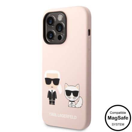 Apple iPhone 14 Pro KARL LAGERFELD KLHMP14LSSKCI Liquid Silicon MagSafe Hátlap - Rózsaszín
