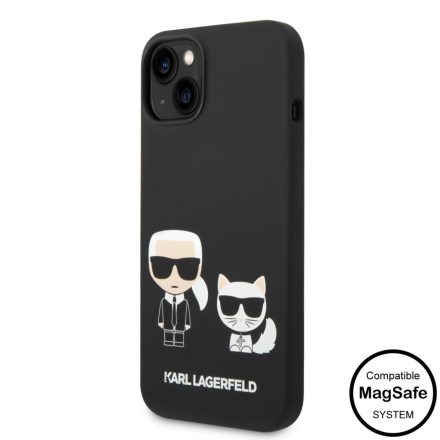 Apple iPhone 14 KARL LAGERFELD KLHMP14SSSKCK Liquid Silicon MagSafe Hátlap - Fekete