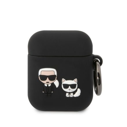 Apple Airpods 1/2 KARL LAGERFELD KLACA2SILKCK Liquid Silicon Tartó - Fekete