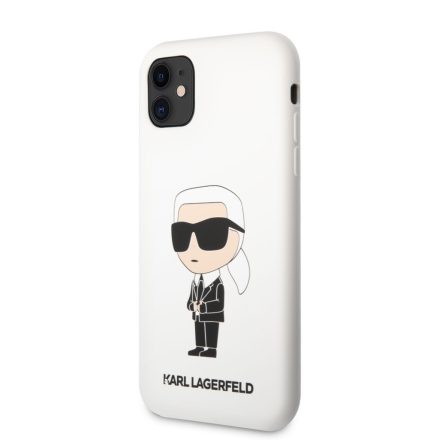 Apple iPhone 11/XR KARL LAGERFELD KLHC61SNIKBCH Liquid Hátlap - Fehér