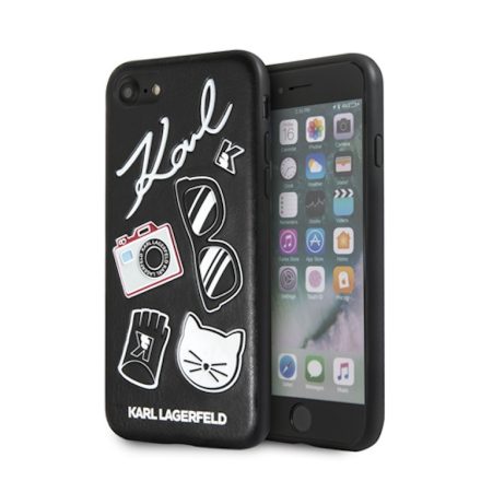 Apple iPhone 7/8/SE2 KARL LAGERFELD KLHCI8PIN Bőr Hátlap - Fekete