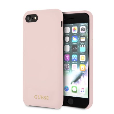 Apple iPhone 7/8/SE2 GUESS GUHCI8LSGLLP Liquid Silicon Hátlap - Púder Rózsaszín