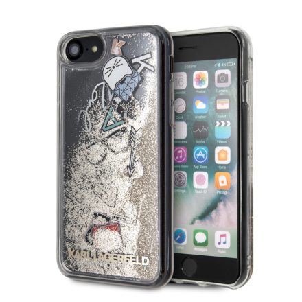 Apple iPhone 7/8/SE2 KARL LAGERFELD DKLHCI8KSICGO Liquid Glitter TPU Hátlap - Arany