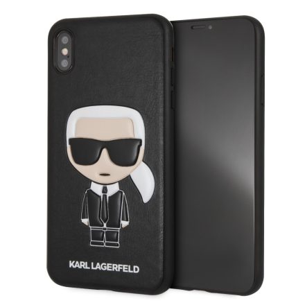Apple iPhone XS Max KARL LAGERFELD KLHCI65IKPUBK Bőr Hátlap - Fekete