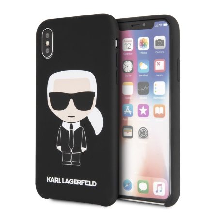 Apple iPhone XS Max KARL LAGERFELD KLHCI65SLFKBK Liquid Silicon Hátlap - Fekete