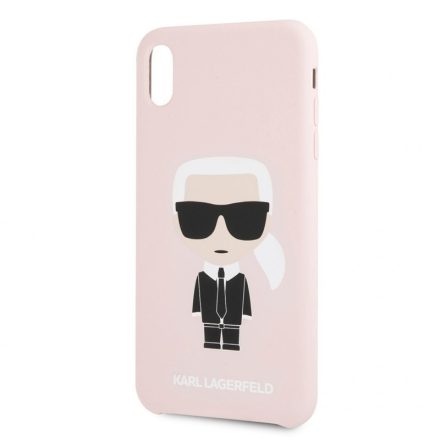Apple iPhone XR KARL LAGERFELD  KLHCI61SLFKPI Liquid Silicon Hátlap - Púder Rózsaszín