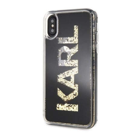 Apple iPhone X/XS KARL LAGERFELD KLHCPXKAGBK Liquid Glitter TPU Hátlap - Fekete
