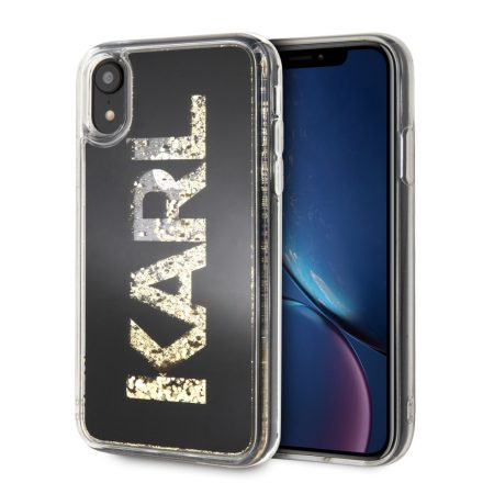 Apple iPhone XR KARL LAGERFELD KLHCI61KAGBK Liquid Glitter Hátlap - Fekete