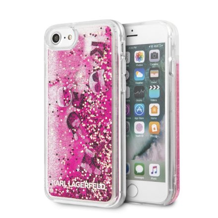 Apple iPhone 7/8/SE2 KARL LAGERFELD KLHCI8ROPI Liquid Glitter Hátlap - Rózsaszín