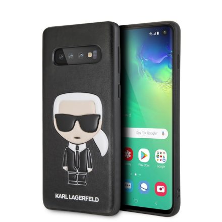 Samsung S10 KARL LAGERFELD KLHCS10IKPUBK Bőr Hátlap - Fekete