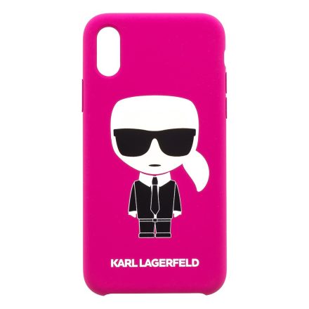 Apple iPhone X/XS KARL LAGERFELD  KLHCPXSLFKFU Liquid Silicon Hátlap - Magenta