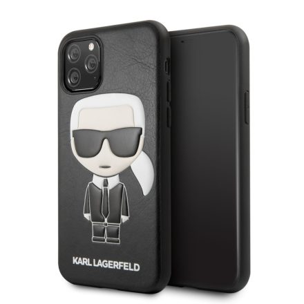 Apple iPhone 11 Pro KARL LAGERFELD KLHCN58IKPUBK Bőr Hátlap - Fekete