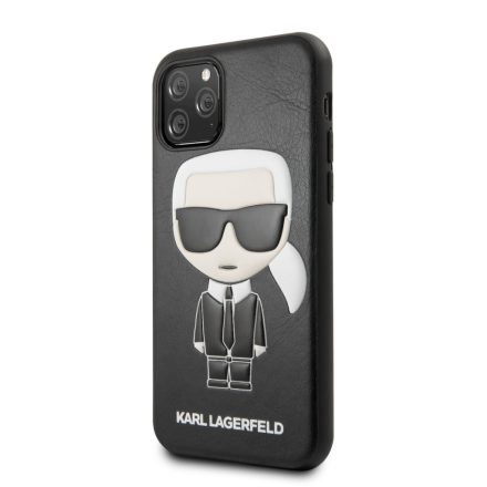 Apple iPhone 11/XR KARL LAGERFELD KLHCN61IKPUBK Bőr Hátlap - Fekete