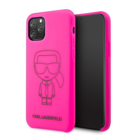 Apple iPhone 11 Pro KARL LAGERFELD  KLHCN58SILFLPI Liquid Silicon Hátlap - Magenta