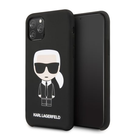 Apple iPhone 11 Pro KARL LAGERFELD  KLHCN58SLFKBK Liquid Silicon Hátlap - Fekete