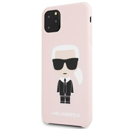 Apple iPhone 11 Pro Max KARL LAGERFELD  KLHCN65SLFKPI Liquid Silicon Hátlap - Rózsaszín