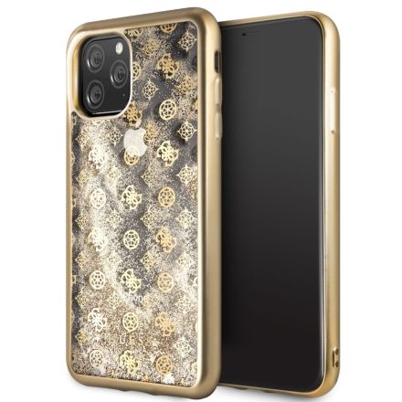 Apple iPhone 11 Pro MAX GUESS GUHCN65PEOLGGO Liquid Glitter TPU Hátlap - Arany