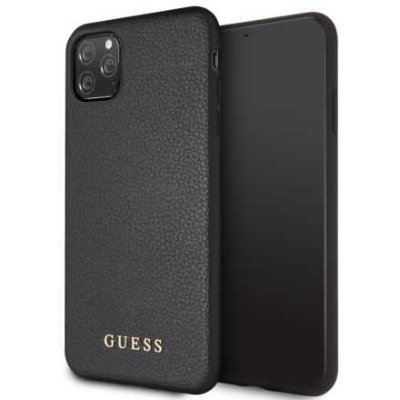 Apple iPhone 11 Pro Max GUESS GUHCN65IGLBK Bőr Hátlap - Fekete