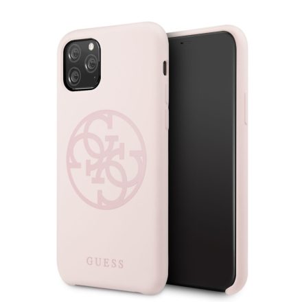 Apple iPhone 11 Pro GUESS GUHCN58LS4GLP Liquid Silicon Hátlap - Púder Rózsaszín