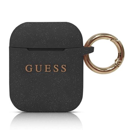 Apple Airpods 1/2 GUESS GUACCSILGLBK Liquid Silicon Tartó - Fekete