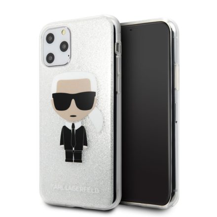 Apple iPhone 11 KARL LAGERFELD KLHCN61TPUTRIKSI Glitter Hátlap - Ezüst