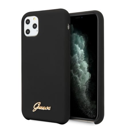 Apple iPhone 11 Pro GUESS GUHCN58LSLMGB Liquid Silicon Hátlap - Fekete