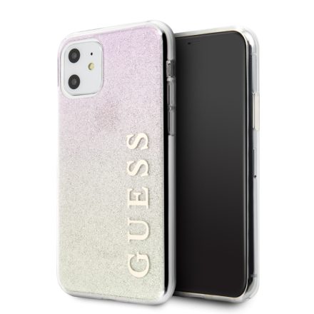 Apple iPhone 11 GUESS GUHCN61PCUGLPI Glitter TPU Hátlap - Rózsaszín