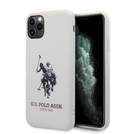 Apple iPhone 11 Pro Max U.S.Polo USHCN65SLHRWH Liquid Silicon Hátlap - Fehér